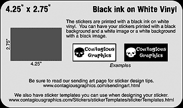 4.25" x 2.75" Black & White vinyl stickers